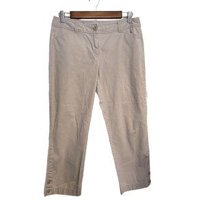 Ann Taylor LOFT Womens Tan Khaki Pockets Button Ankle Original Crop Pants Size 4